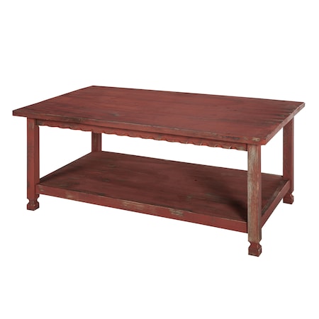 Alaterre Furniture Country Cottage 42"L Coffee Table, Red Antique Finish ACCA11RA
